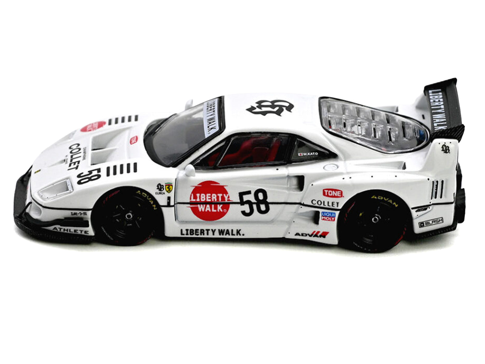 LBWK (Liberty Walk) F40 #58 White with Graphics "Collet" 1/64 Diecast Model Car by Inno Models