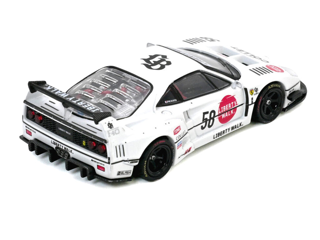 LBWK (Liberty Walk) F40 #58 White with Graphics "Collet" 1/64 Diecast Model Car by Inno Models