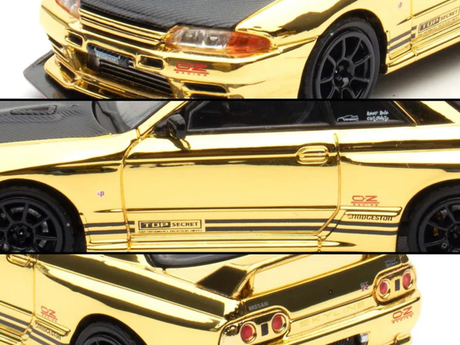 Nissan Skyline GT-R (R32) "Top Secret" RHD (Right Hand Drive) Chrome Gold with Carbon Hood "The Model Car Show Malaysia 2025 Event Edition" 1/64 Diecast Model Car by Inno Models - image 2