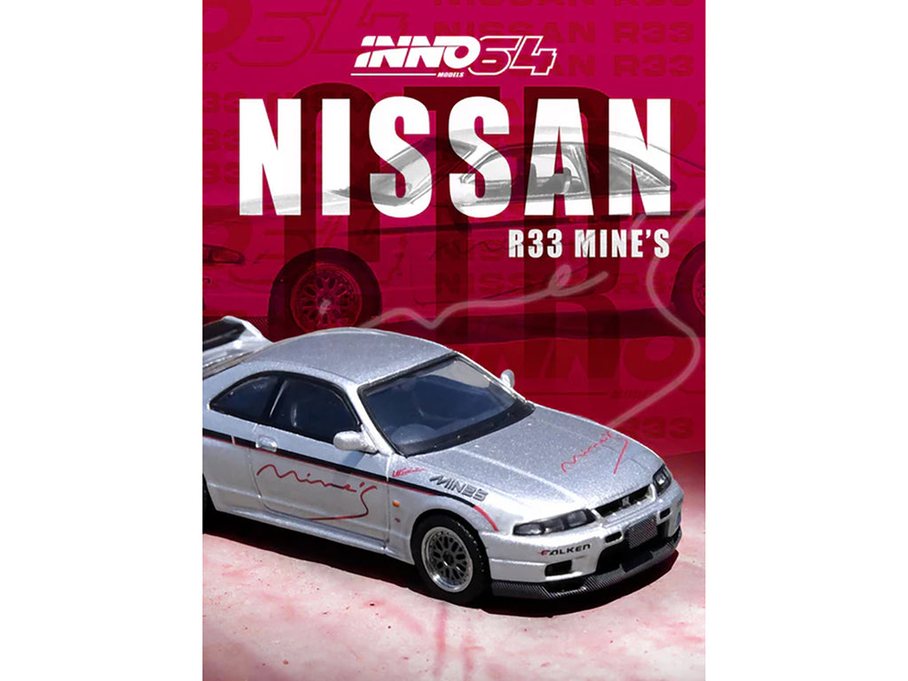 Nissan Skyline GT-R N1 (R33) RHD (Right Hand Drive) "Tuned by Mine's" Silver 1/64 Diecast Model Car by Inno Models - image 3