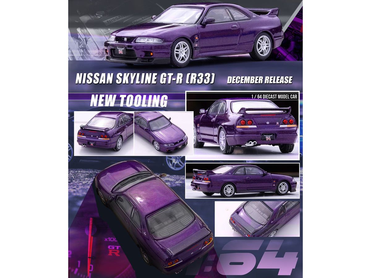 Nissan Skyline GT-R (R33) RHD (Right Hand Drive) Midnight Purple Metallic 1/64 Diecast Model Car by Inno Models - image 2