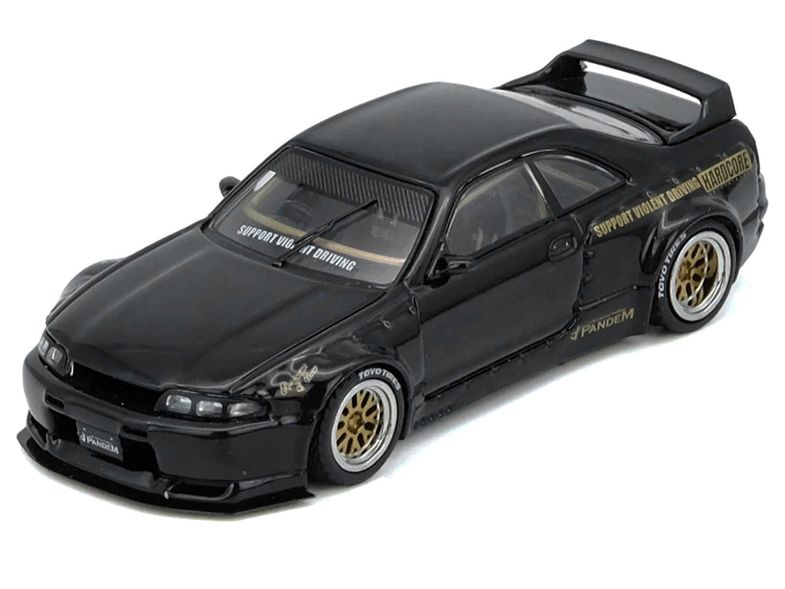 Nissan Skyline GT-R (BCNR33) RHD (Right Hand Drive) "Pandem - Rocket Bunny" Black 1/64 Diecast Model Car by Inno Models - image 2