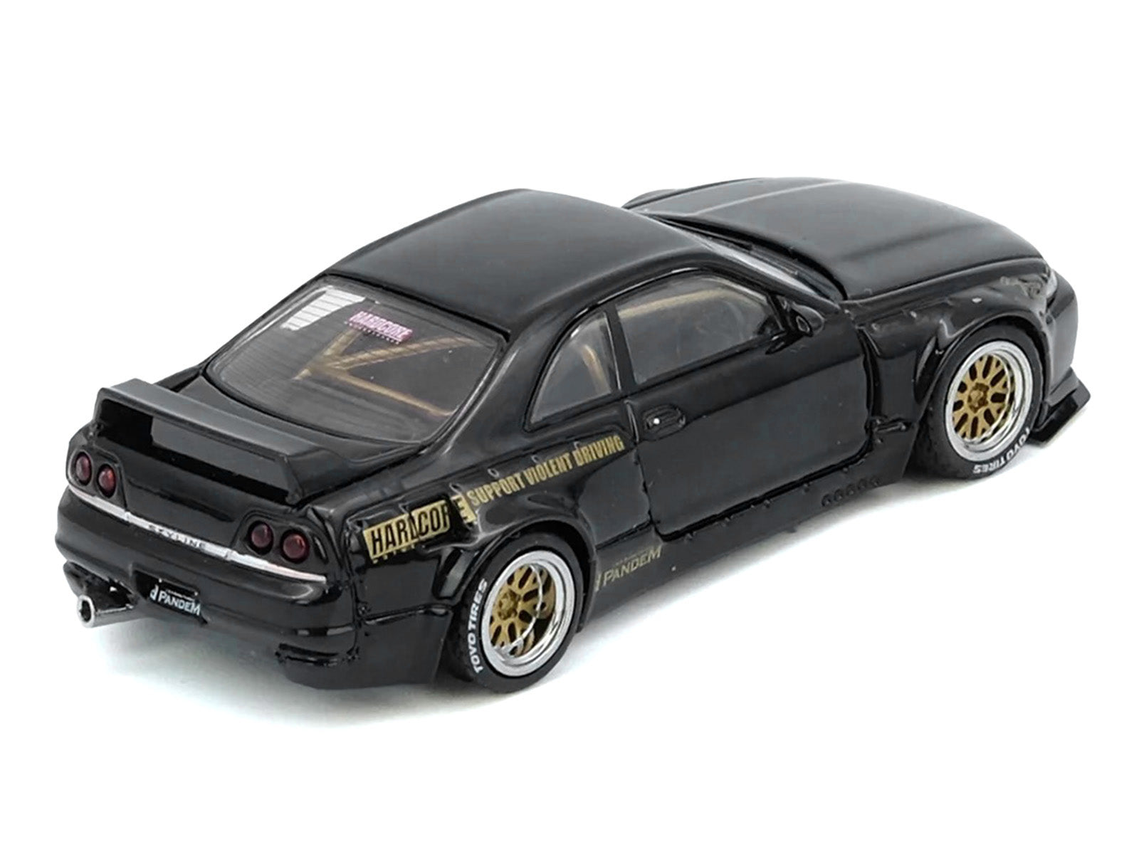 Nissan Skyline GT-R (BCNR33) RHD (Right Hand Drive) "Pandem - Rocket Bunny" Black 1/64 Diecast Model Car by Inno Models - image 3