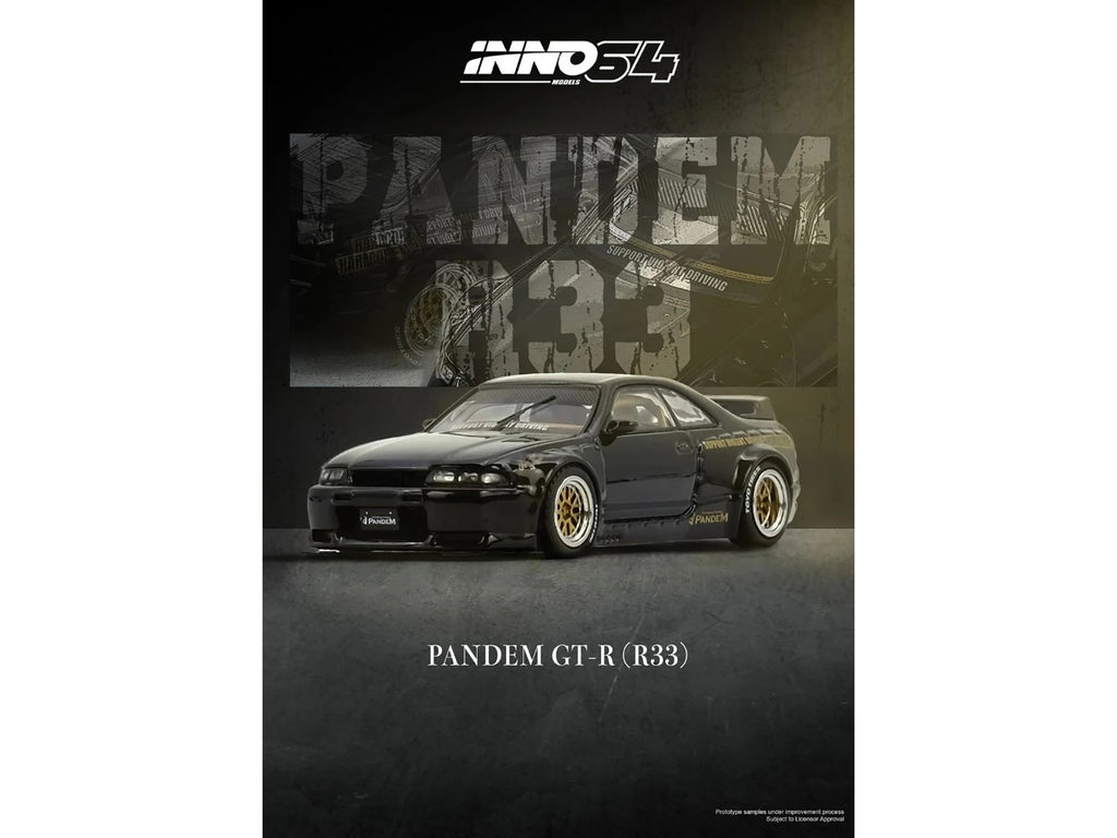 Nissan Skyline GT-R (BCNR33) RHD (Right Hand Drive) "Pandem - Rocket Bunny" Black 1/64 Diecast Model Car by Inno Models - image 4