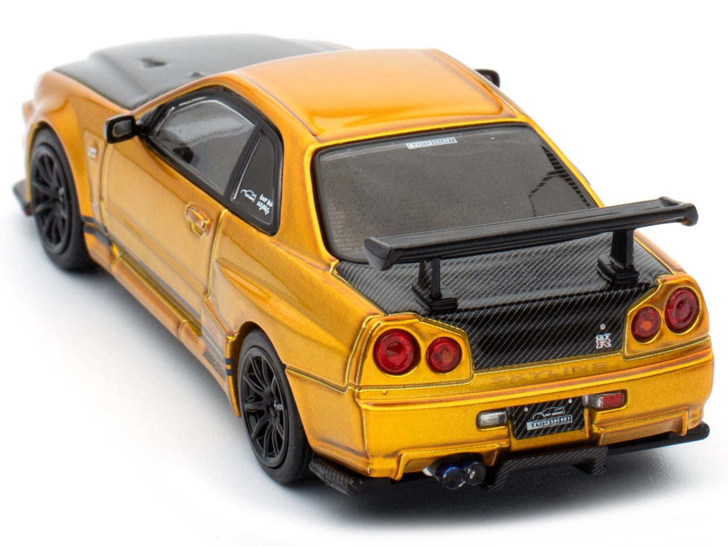 Nissan Skyline GT-R (R34) "Top Secret" RHD (Right Hand Drive) Gold Metallic with Carbon Hood and Trunk "Tokyo Auto Salon 2024 - Malaysia Diecast Expo 2024" 1/64 Diecast Model Car by Inno Models - image 3