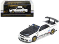 Nissan Skyline GT-R (R34) "Top Secret" RHD (Right Hand Drive) White with Carbon Hood 1/64 Diecast Model Car by Inno Models