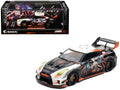 Nissan GT-R (R35) Widebody RHD (Right Hand Drive) Black and White with Graphics "AORUS X INNO64 Limited Edition" 1/64 Diecast Model Car by Inno Models