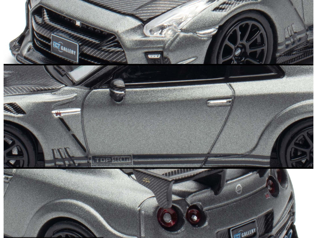 Nissan GT-R (R35) "Top Secret" RHD (Right Hand Drive) Gray Metallic with Carbon Hood "IAM Bangkok 2025 Event Edition" 1/64 Diecast Model Car by Inno Models - image 2