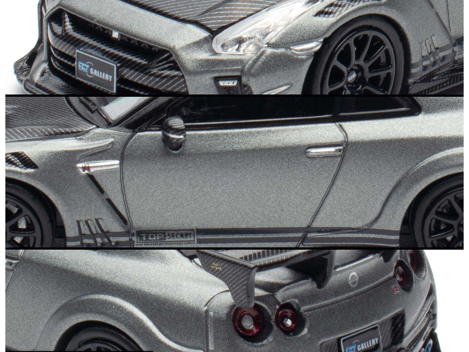 Nissan GT-R (R35) "Top Secret" RHD (Right Hand Drive) Gray Metallic with Carbon Hood "IAM Bangkok 2025 Event Edition" 1/64 Diecast Model Car by Inno Models - image 2