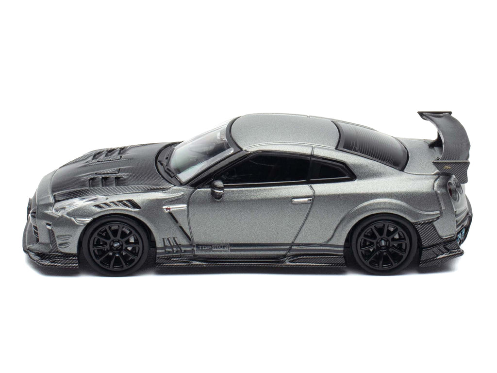 Nissan GT-R (R35) "Top Secret" RHD (Right Hand Drive) Gray Metallic with Carbon Hood "IAM Bangkok 2025 Event Edition" 1/64 Diecast Model Car by Inno Models - image 3
