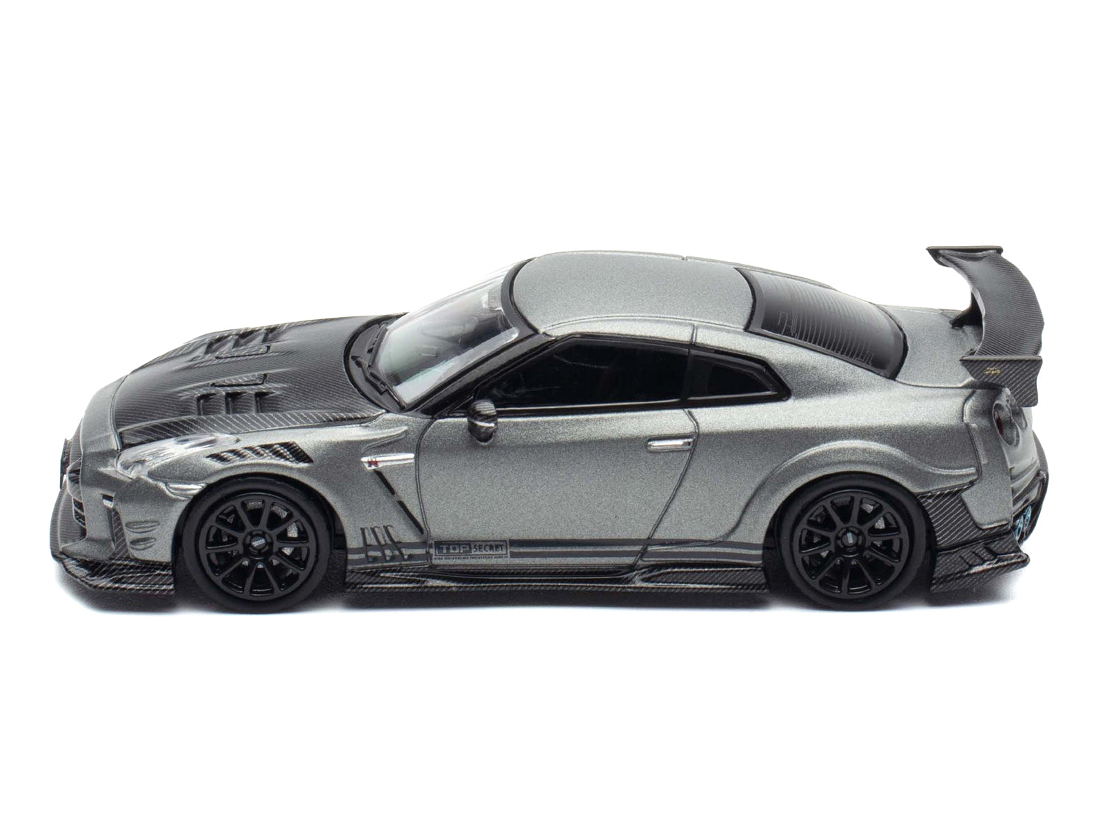 Nissan GT-R (R35) "Top Secret" RHD (Right Hand Drive) Gray Metallic with Carbon Hood "IAM Bangkok 2025 Event Edition" 1/64 Diecast Model Car by Inno Models - image 3