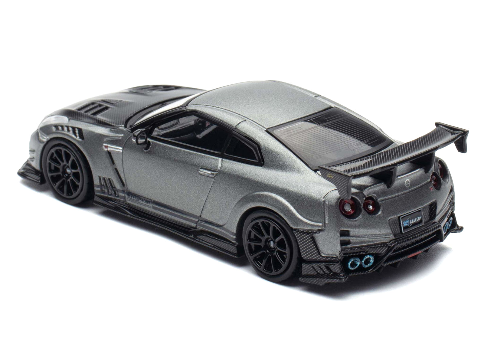 Nissan GT-R (R35) "Top Secret" RHD (Right Hand Drive) Gray Metallic with Carbon Hood "IAM Bangkok 2025 Event Edition" 1/64 Diecast Model Car by Inno Models - image 5