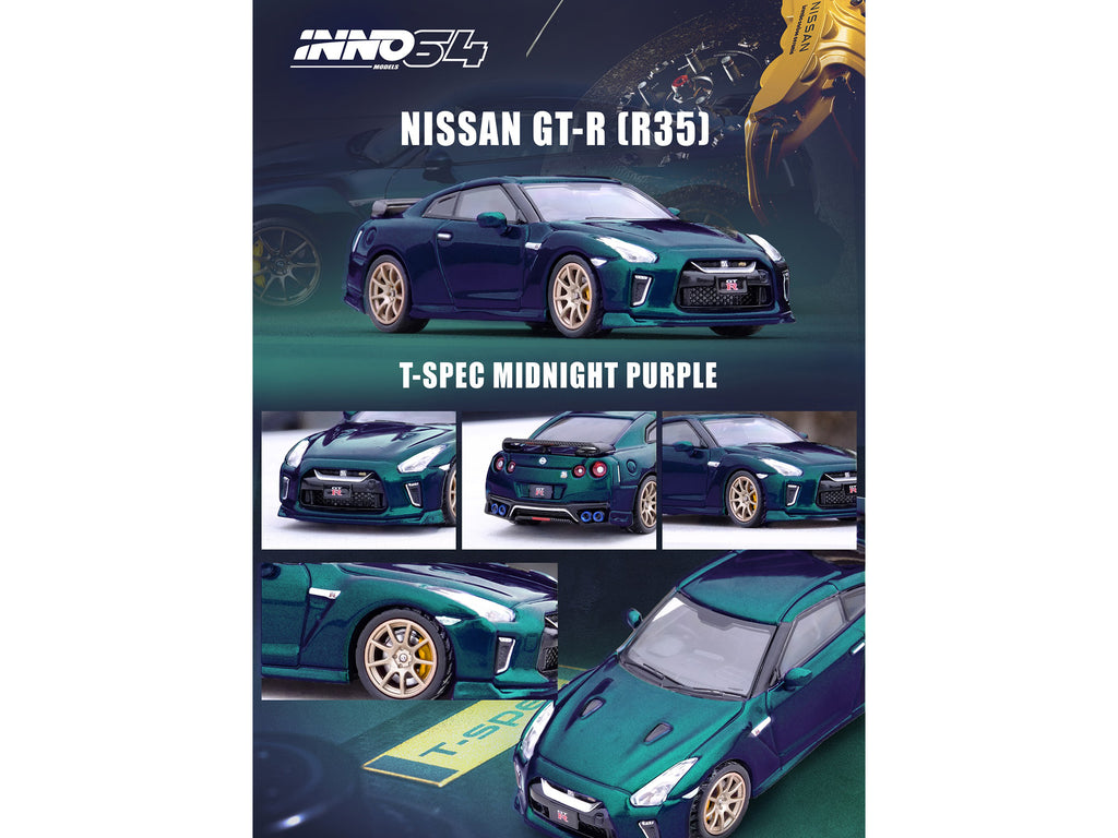 Nissan GT-R (R35) T-Spec RHD (Right Hand Drive) Midnight Purple Metallic 1/64 Diecast Model Car by Inno Models - image 2