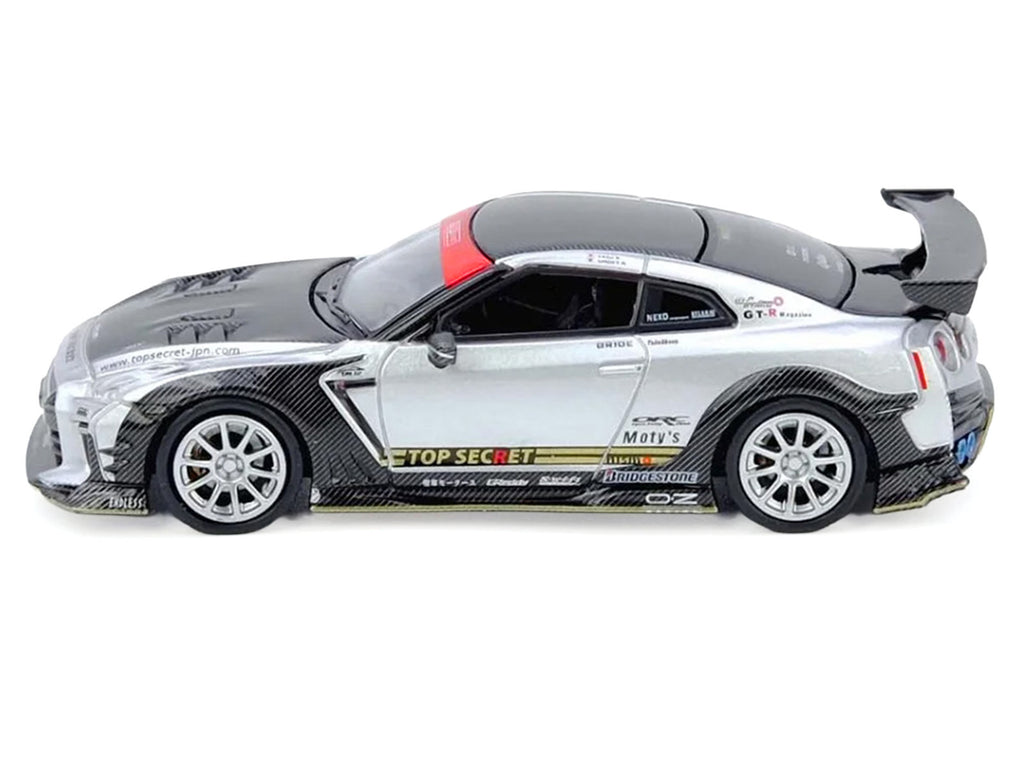 Nissan GT-R (R35) Top Secret RHD (Right Hand Drive) Silver Metallic with Carbon Hood and Top "Tokyo Auto Salon Hong Kong 2025 Event Edition" 1/64 Diecast Model Car by Inno Models - image 2