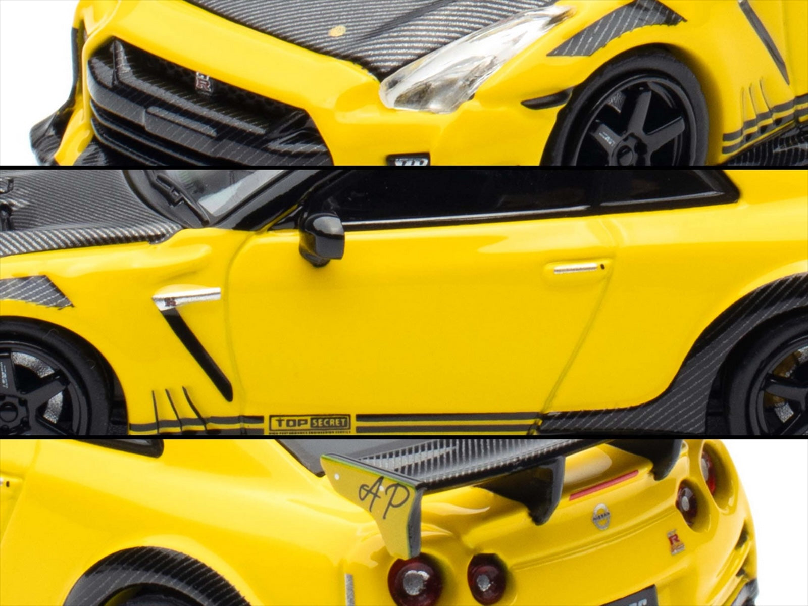 Nissan GT-R (R35) RHD (Right Hand Drive) Yellow with Carbon Hood and Black Top "The Model Car Show Singapore 2025 Event Edition" 1/64 Diecast Model Car by Inno Models - image 2