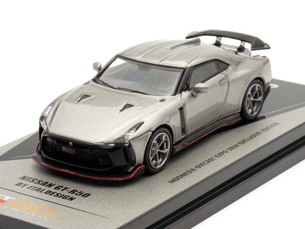 Nissan GT-R50 By ItalDesign Gray Metallic "Indonesia Diecast Expo 2024 Exclusive Edition" 1/64 Diecast Model Car by Inno Models - image 5
