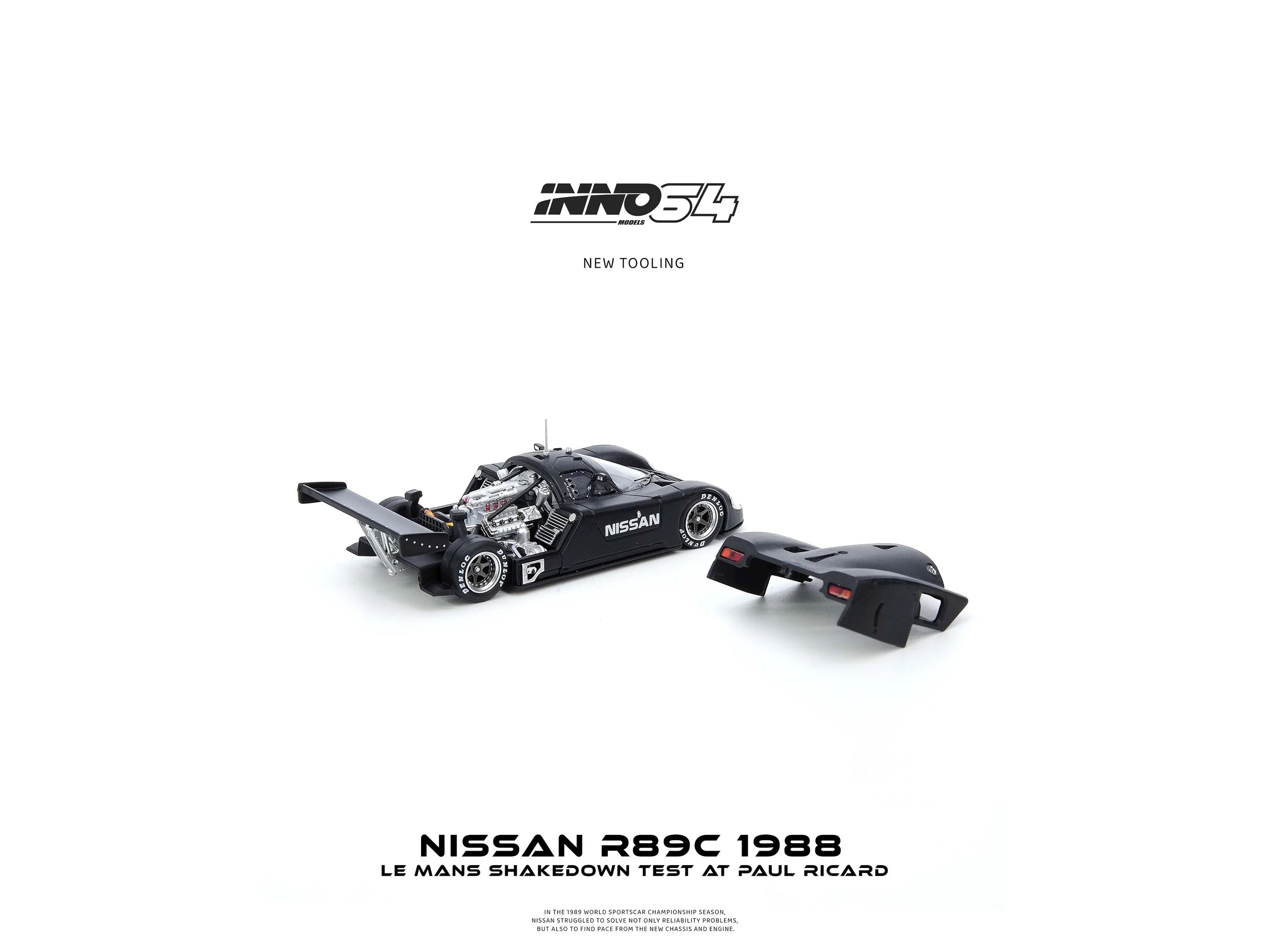 Nissan R89C Matt Black "Le Mans Shakedown Test at Paul Ricard 1988" 1/64 Diecast Model Car by Inno Models - image 4