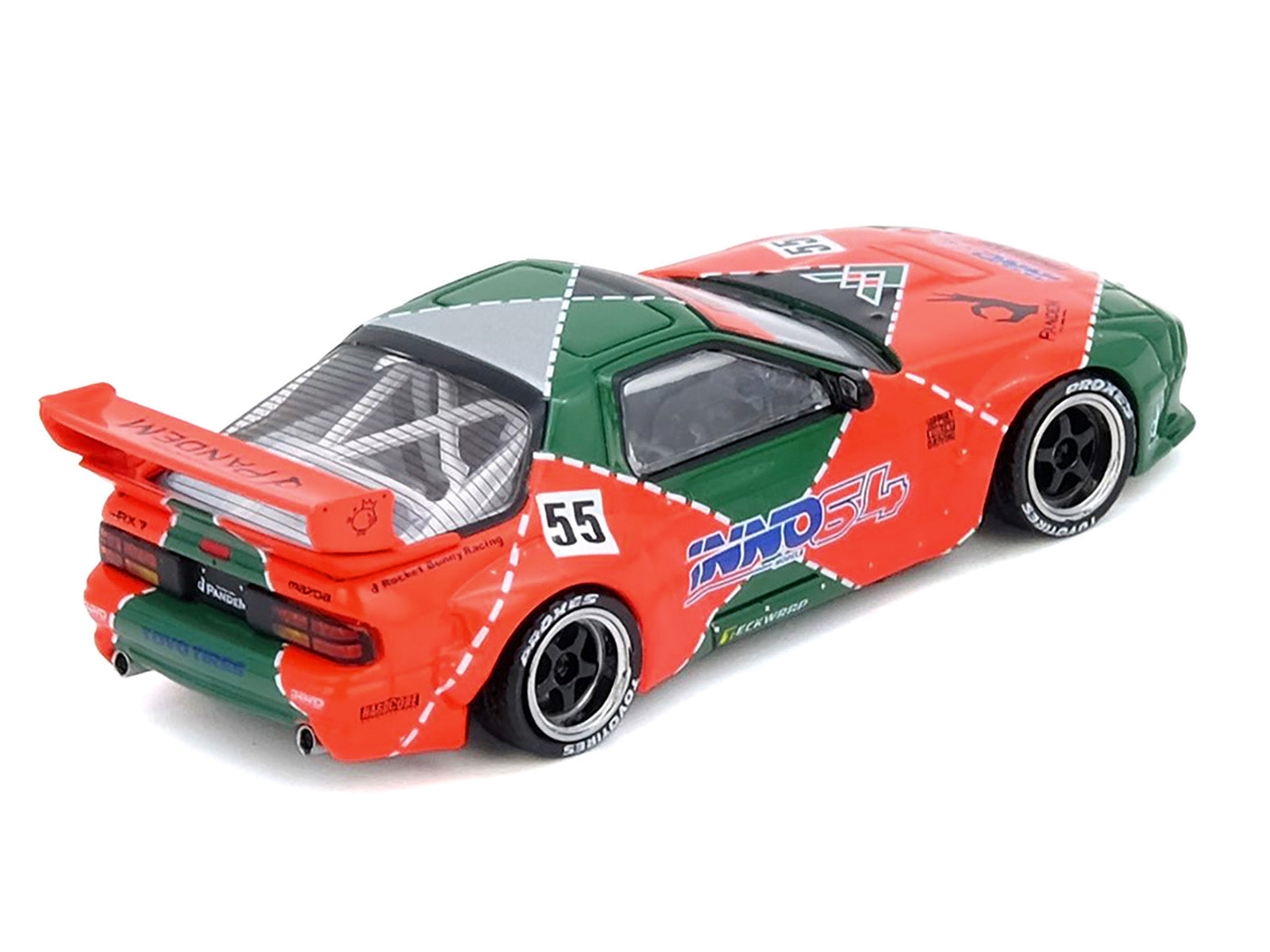 Mazda RX7 (FC3S) "Pandem Aero" RHD (Right Hand Drive) #55 Red and Green "Hong Kong Toycar Salon 2025 Event Edition" 1/64 Diecast Model Car by Inno Models - image 3