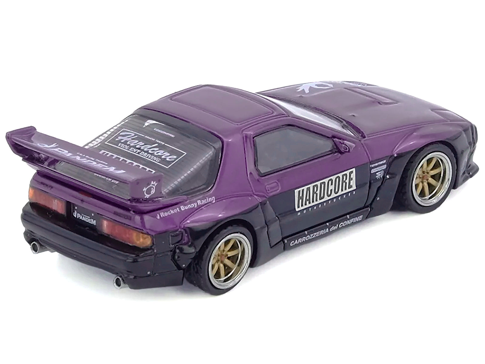 Mazda RX7 (FC3S) "Pandem Rocket Bunny" Kit Purple Metallic and Black 1/64 Diecast Model Car by Inno Models - image 2