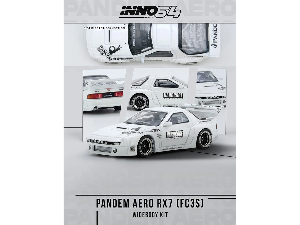 Mazda RX7 (FC3S) "Pandem Aero" Widebody Kit White with Graphics 1/64 Diecast Model Car by Inno Models - image 3
