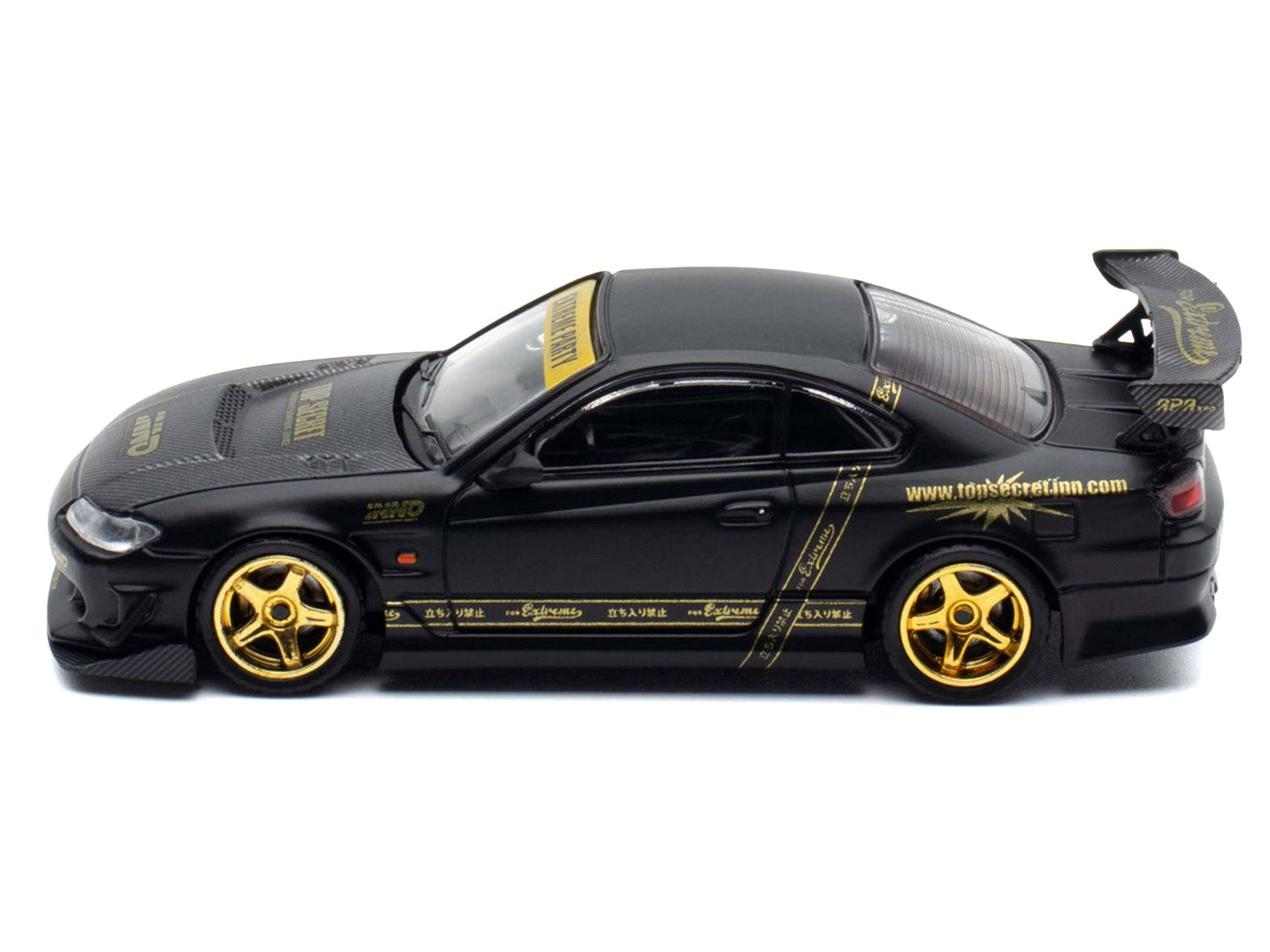 Nissan "Top Secret" Silvia (S15) RHD (Right Hand Drive) Matt Black with Carbon Hood "APA XPO 2025 Event Edition VIP Ticket Bundle" 1/64 Diecast Model Car by Inno Models - image 3