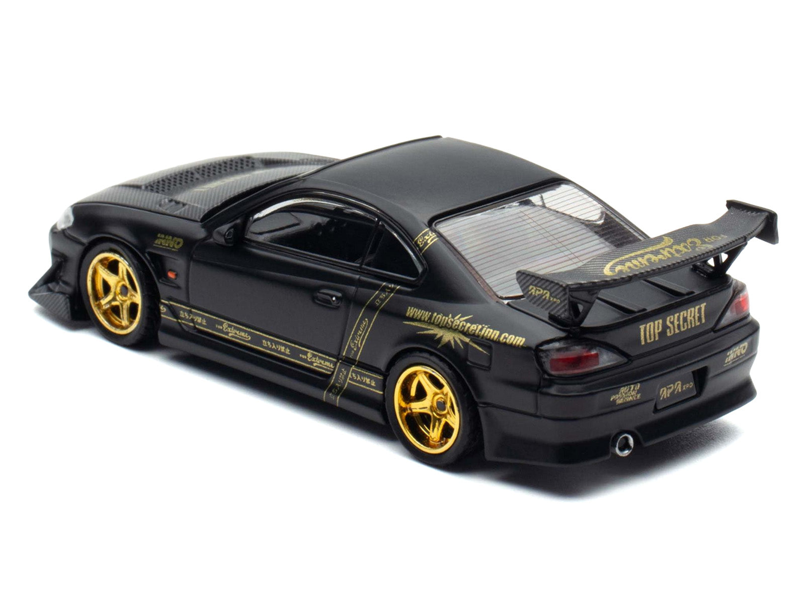 Nissan "Top Secret" Silvia (S15) RHD (Right Hand Drive) Matt Black with Carbon Hood "APA XPO 2025 Event Edition VIP Ticket Bundle" 1/64 Diecast Model Car by Inno Models - image 4