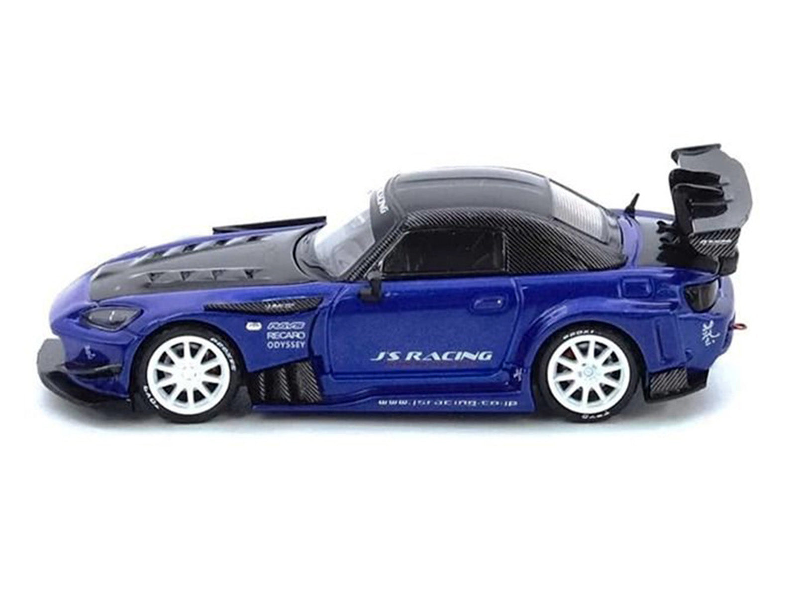 Honda S2000 RHD (Right Hand Drive) "J's Racing" Blue Metallic with Carbon Hood and Top 1/64 Diecast Model Car by Inno Models - image 2
