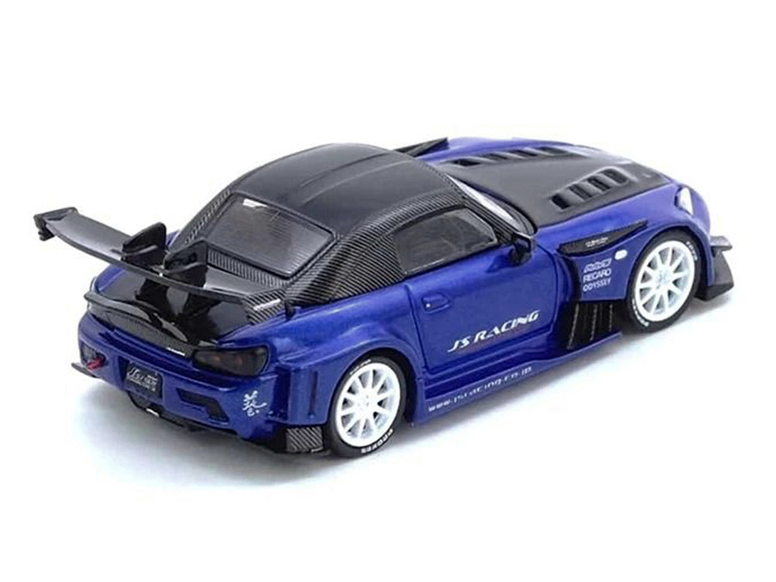 Honda S2000 RHD (Right Hand Drive) "J's Racing" Blue Metallic with Carbon Hood and Top 1/64 Diecast Model Car by Inno Models - image 3