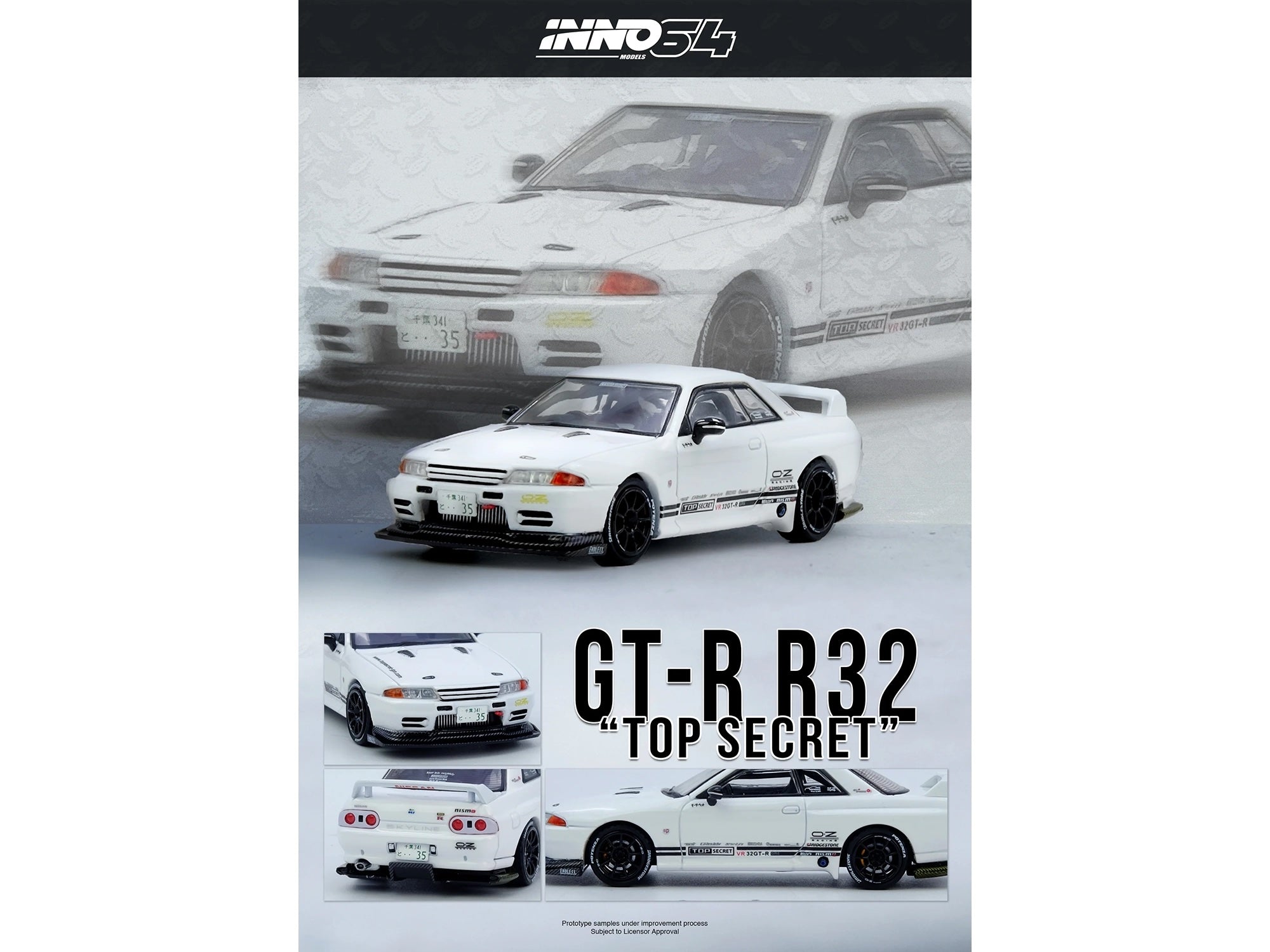 Nissan Skyline "Top Secret" (VR32) GT-R RHD (Right Hand Drive) White 1/64 Diecast Model Car by Inno Models - image 4