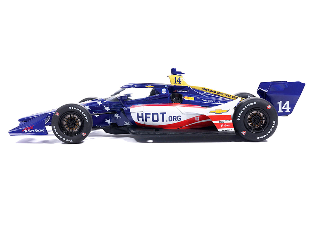 Dallara IndyCar #14 Santino Ferrucci "HFOT.Org" AJ Foyt Racing (Road Course Configuration) "NTT IndyCar Series" (2026) 1/18 Diecast Model Car by IXO Models - image 2