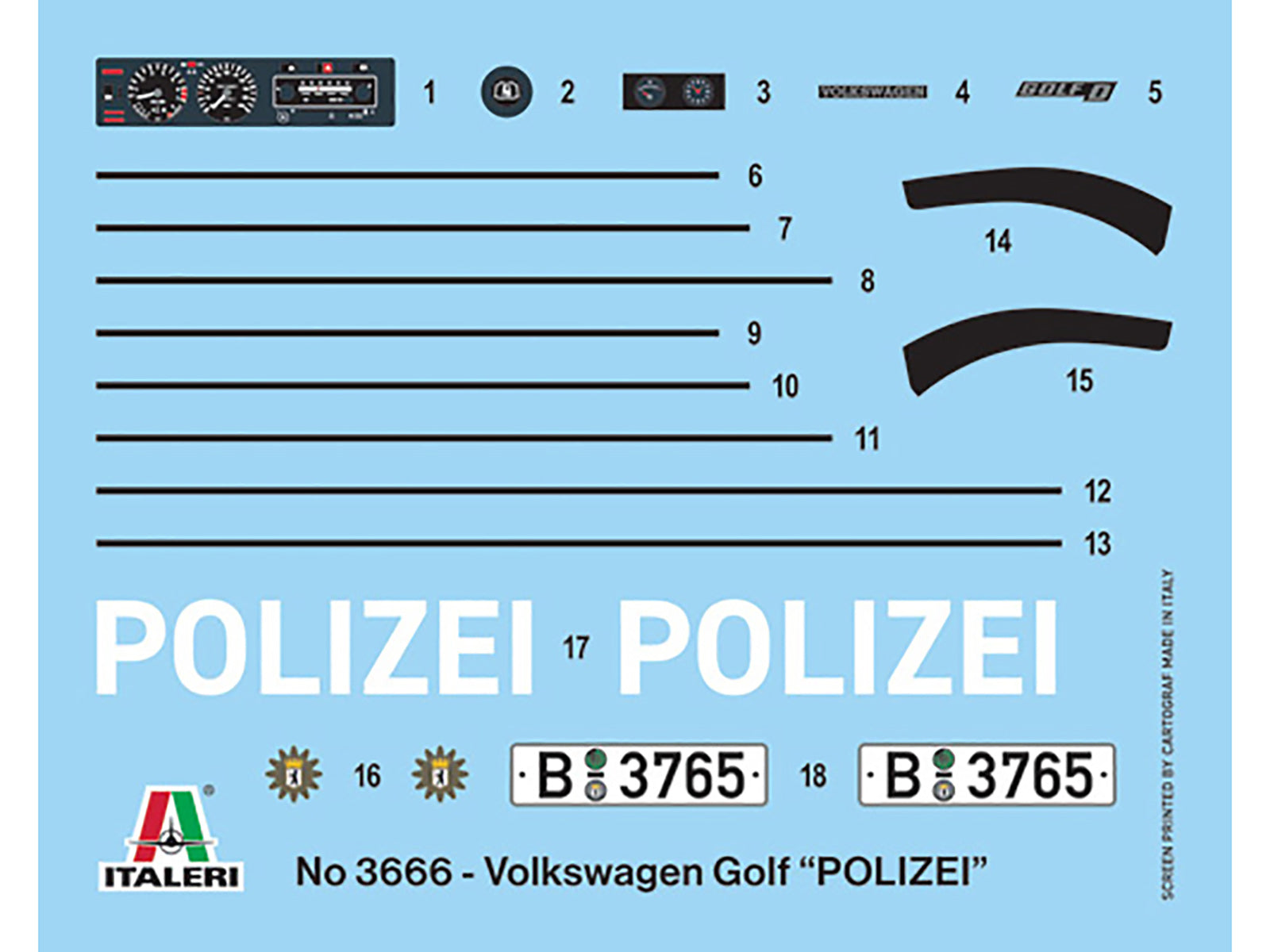 Skill 3 Model Kit 1978 Volkswagen Golf "Berlin Polizei (Police) Department" 1/24 Scale Model by Italeri - image 4