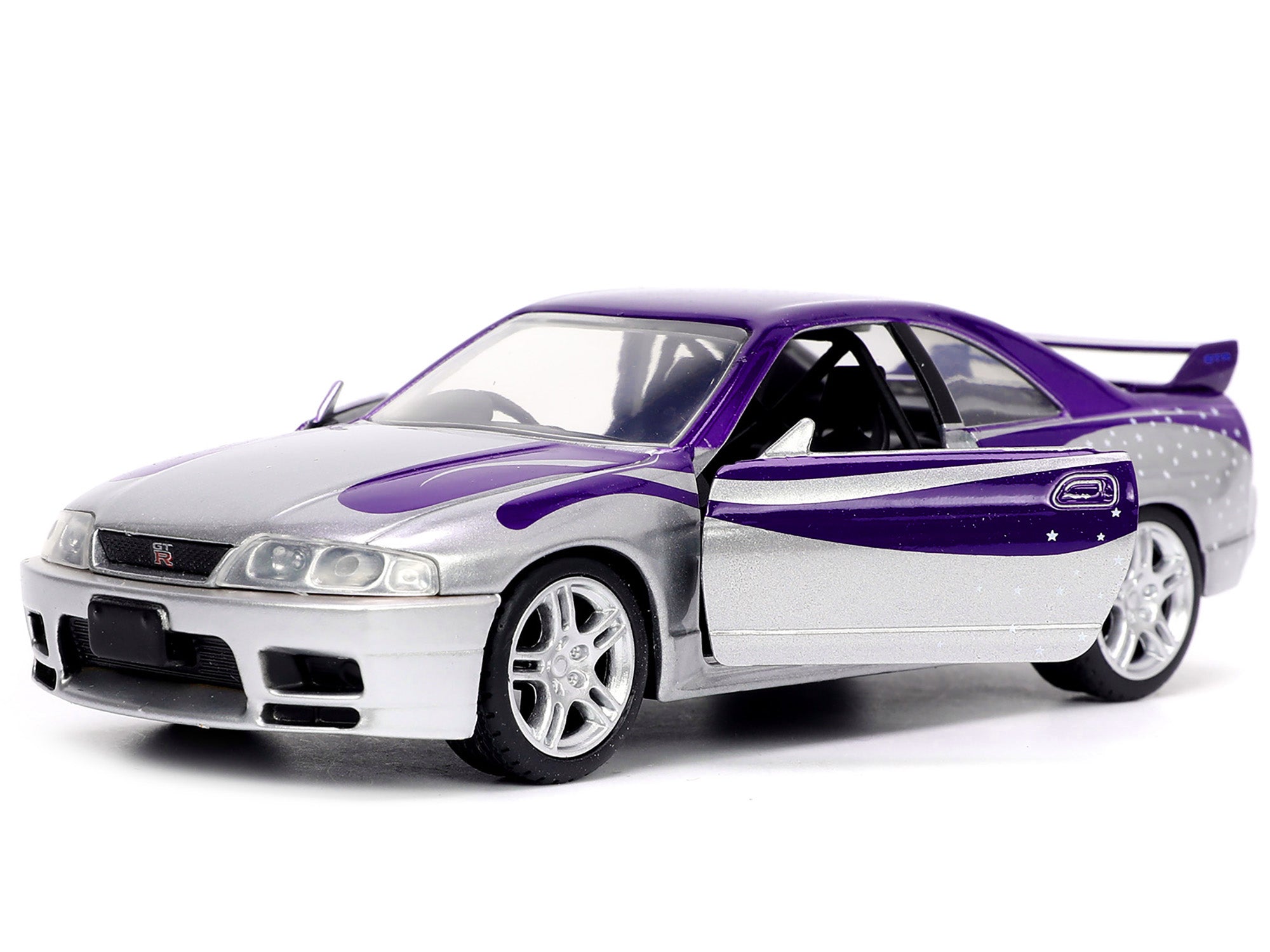 1995 Nissan Skyline GT-R (BCNR33) Purple and Silver Metallic "Fast & Furious" Series 1/32 Diecast Model Car by Jada - image 2