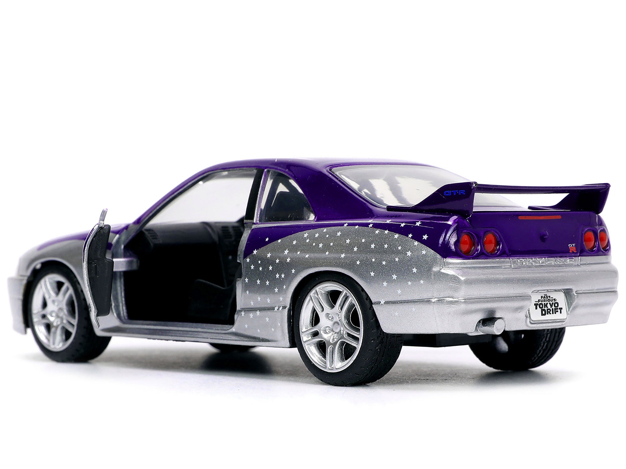 1995 Nissan Skyline GT-R (BCNR33) Purple and Silver Metallic "Fast & Furious" Series 1/32 Diecast Model Car by Jada - image 4