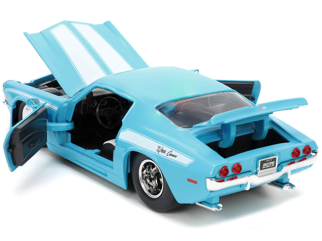 1971 Chevrolet Camaro Z/28 Light Blue with White Stripes "Bigtime Muscle" Series 1/24 Diecast Model Car by Jada - image 3