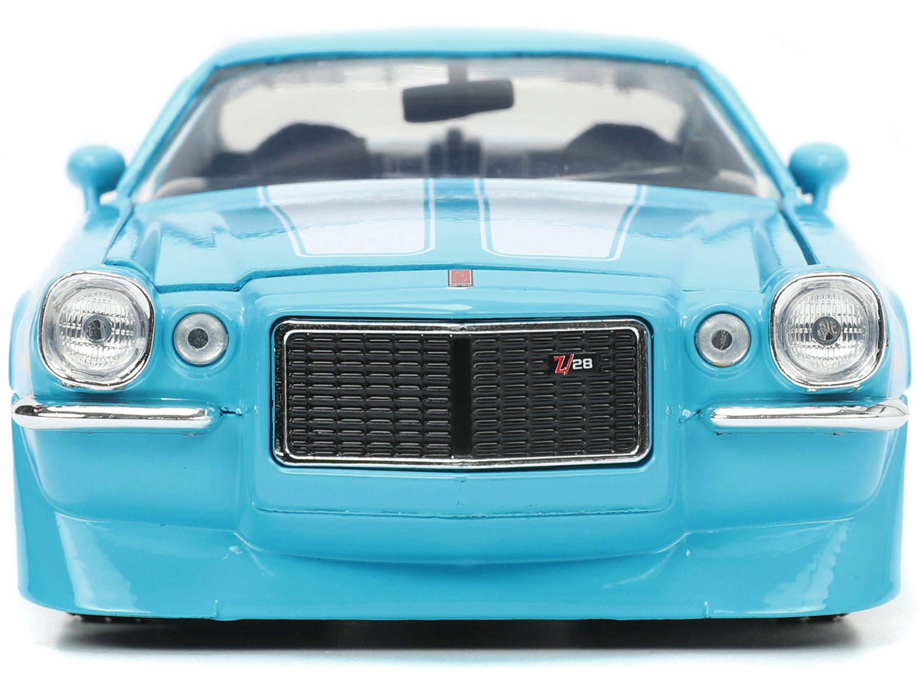 1971 Chevrolet Camaro Z/28 Light Blue with White Stripes "Bigtime Muscle" Series 1/24 Diecast Model Car by Jada - image 4