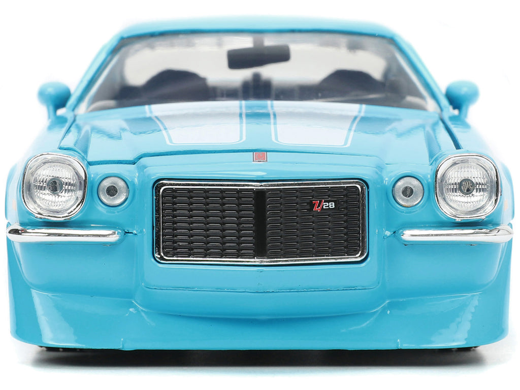 1971 Chevrolet Camaro Z/28 Light Blue with White Stripes "Bigtime Muscle" Series 1/24 Diecast Model Car by Jada - image 4