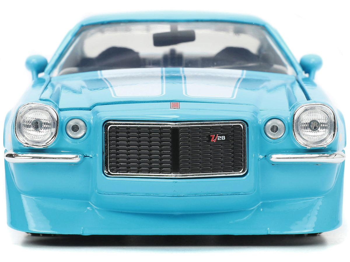1971 Chevrolet Camaro Z/28 Light Blue with White Stripes "Bigtime Muscle" Series 1/24 Diecast Model Car by Jada - image 4