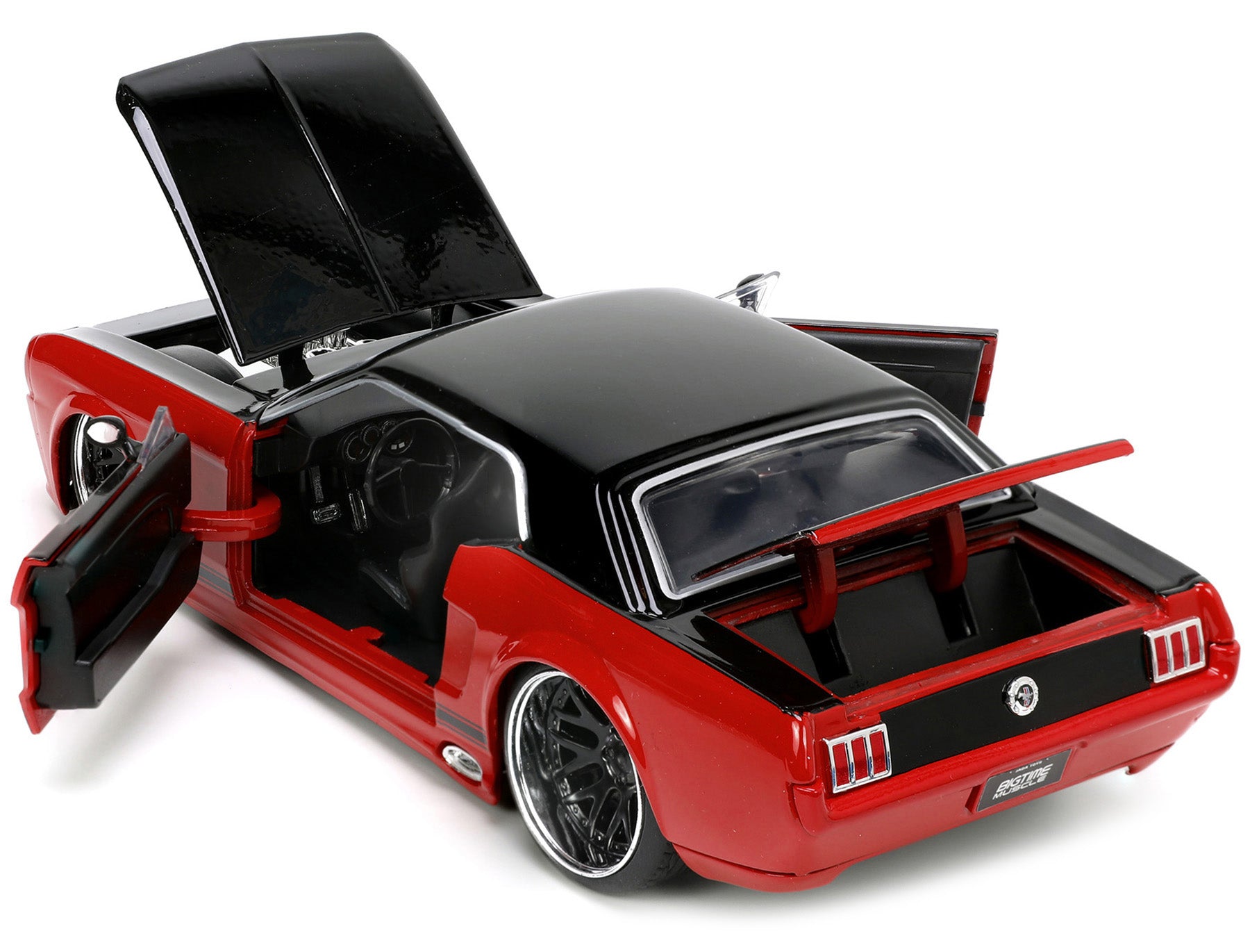 1965 Ford Mustang Custom Red and Black "Bigtime Muscle" Series 1/24 Diecast Model Car by Jada - image 3