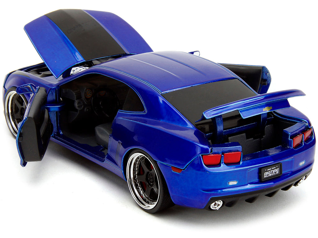 2010 Chevrolet Camaro Candy Blue with Black Hood "Bigtime Muscle" Series 1/24 Diecast Model Car by Jada - image 4