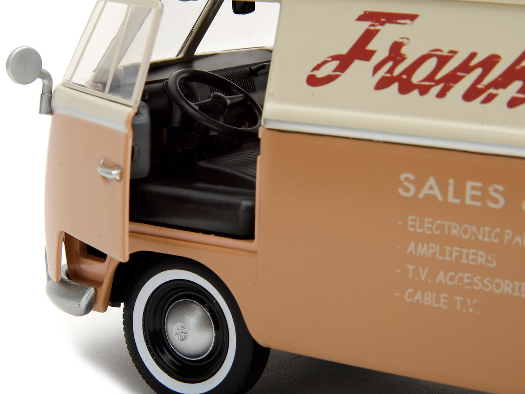 Volkswagen Bus "WheelJack" Tan and Beige "Frank's TV Repair" and Transformers Logo Diecast Statue "Transformers: Rise of the Beasts" (2023) Movie "Hollywood Rides" Series 1/24 Diecast Model Car by Jada - image 3