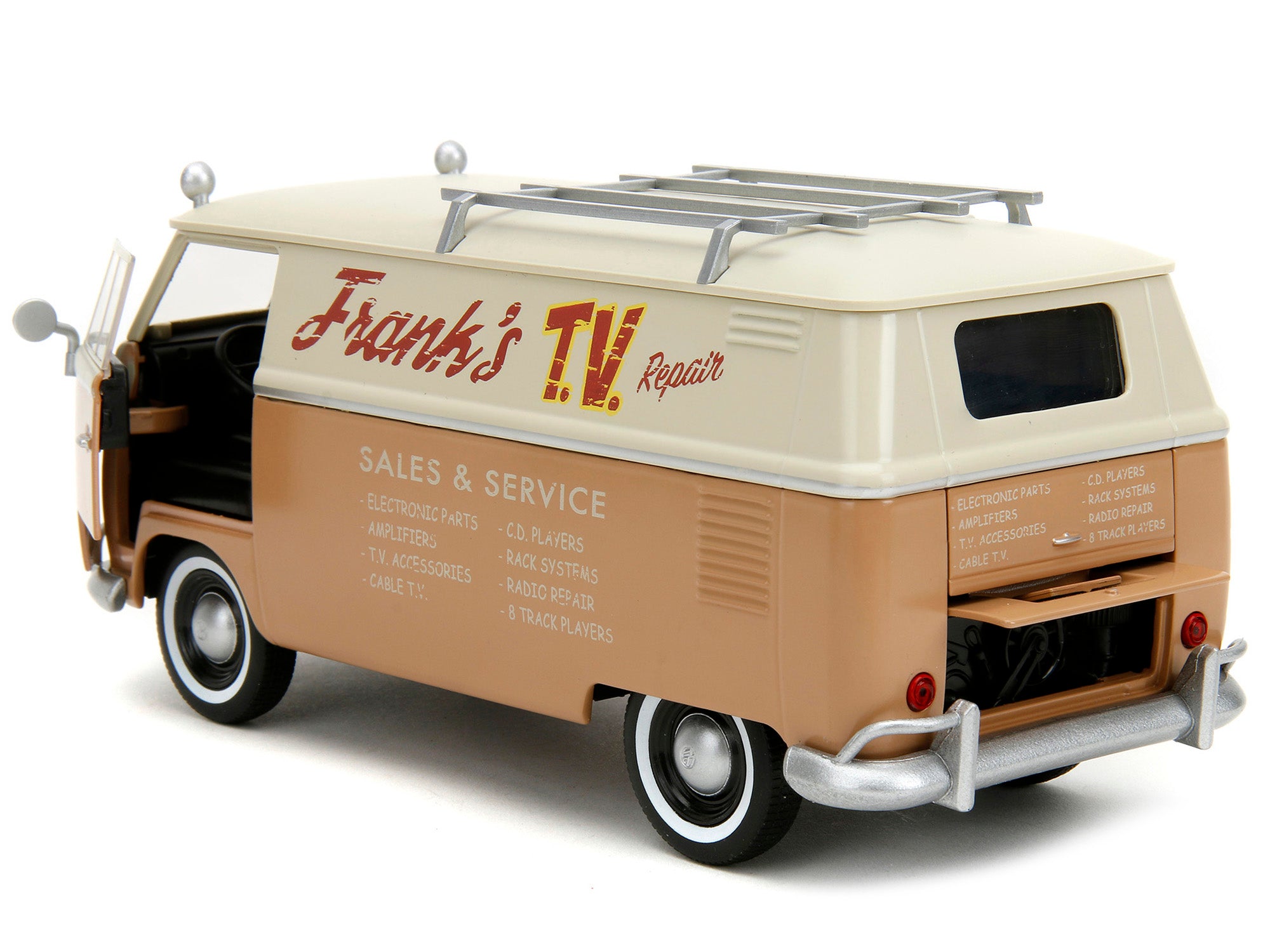 Volkswagen Bus "WheelJack" Tan and Beige "Frank's TV Repair" and Transformers Logo Diecast Statue "Transformers: Rise of the Beasts" (2023) Movie "Hollywood Rides" Series 1/24 Diecast Model Car by Jada - image 5