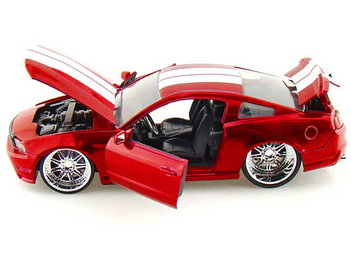 2010 Ford Mustang GT Red Metallic with White Stripes "Bigtime Muscle" Series 1/24 Diecast Model Car by Jada - image 2