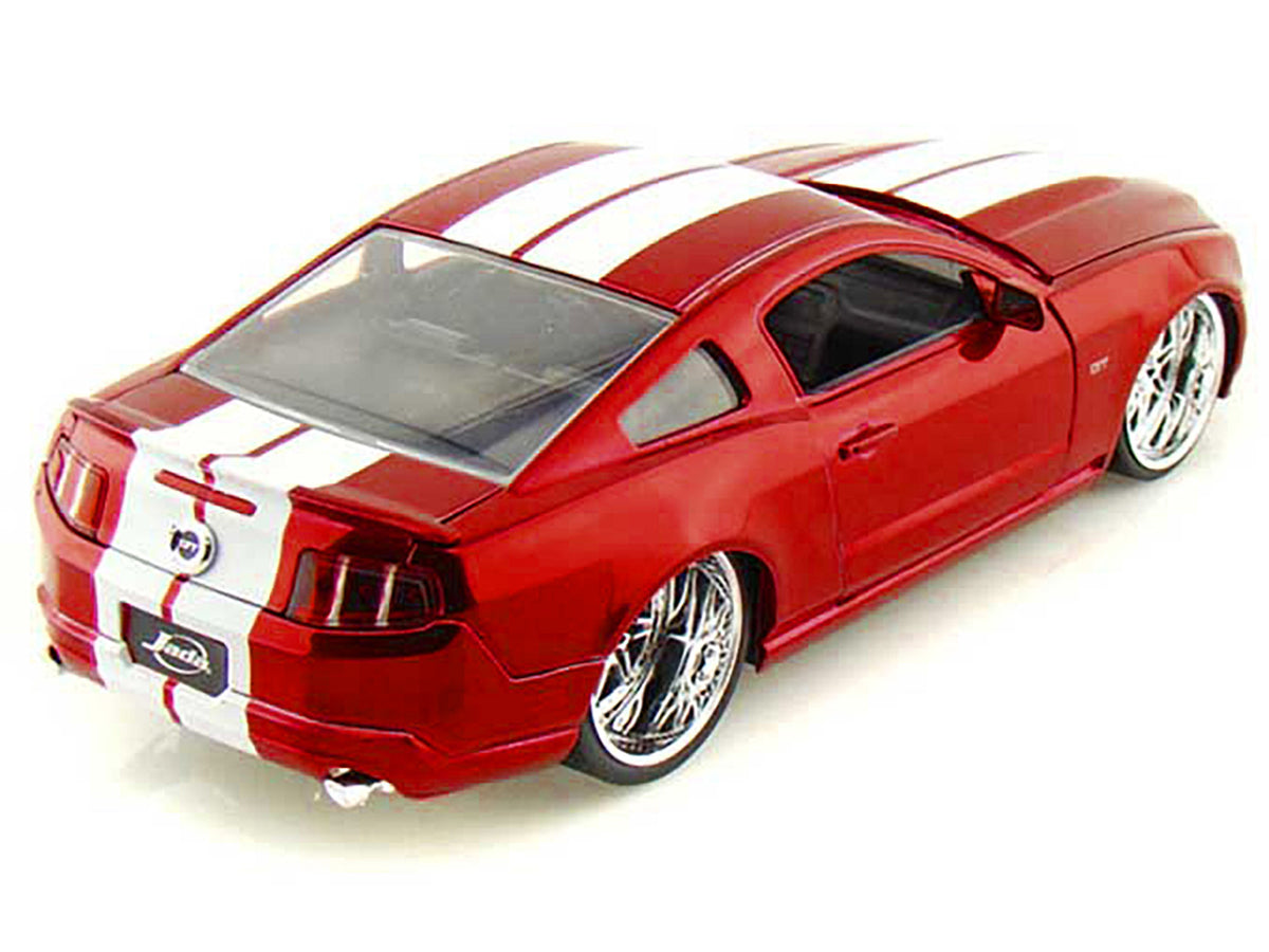 2010 Ford Mustang GT Red Metallic with White Stripes "Bigtime Muscle" Series 1/24 Diecast Model Car by Jada - image 3