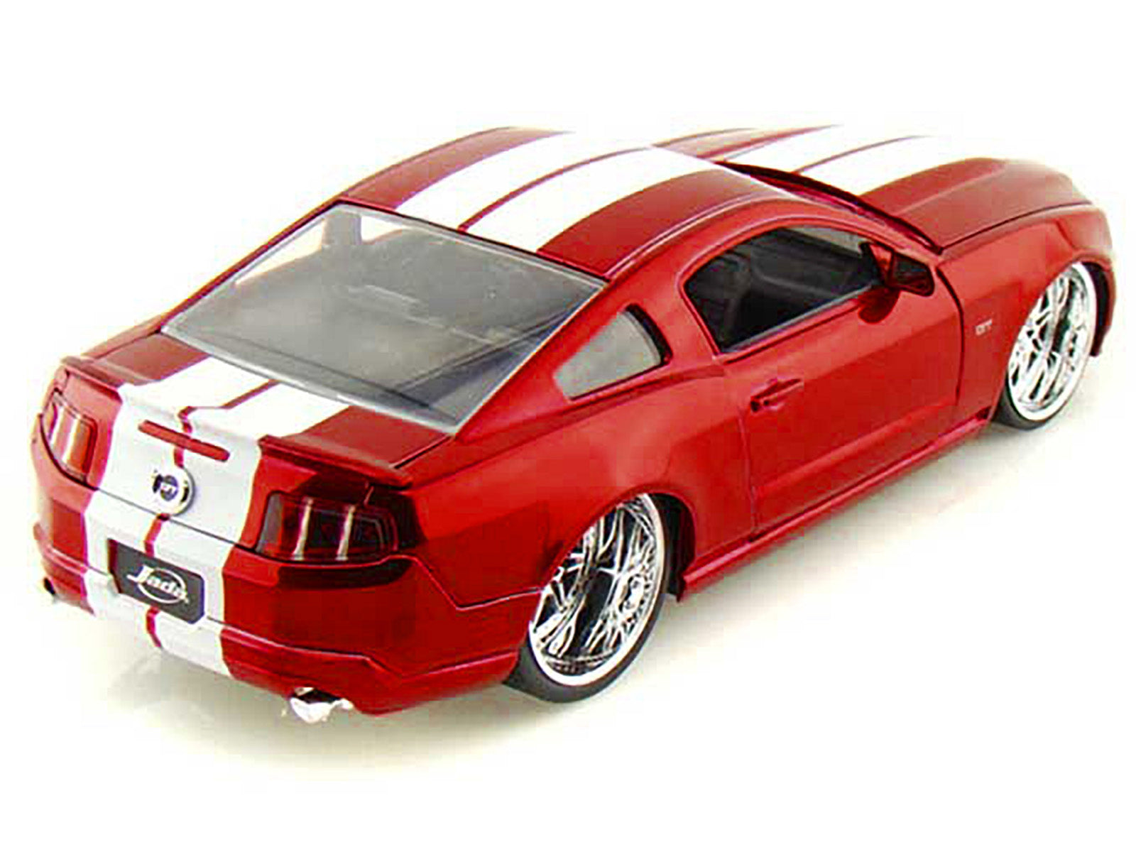 2010 Ford Mustang GT Red Metallic with White Stripes "Bigtime Muscle" Series 1/24 Diecast Model Car by Jada - image 3