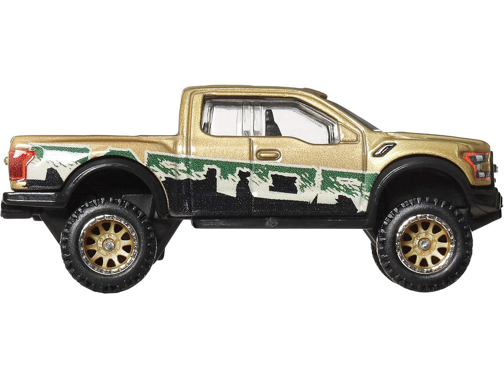 2017 Ford F-150 Raptor Pickup Truck Gold Metallic with Graphics "HW Off Road" Series Diecast Model Car by Hot Wheels - image 2