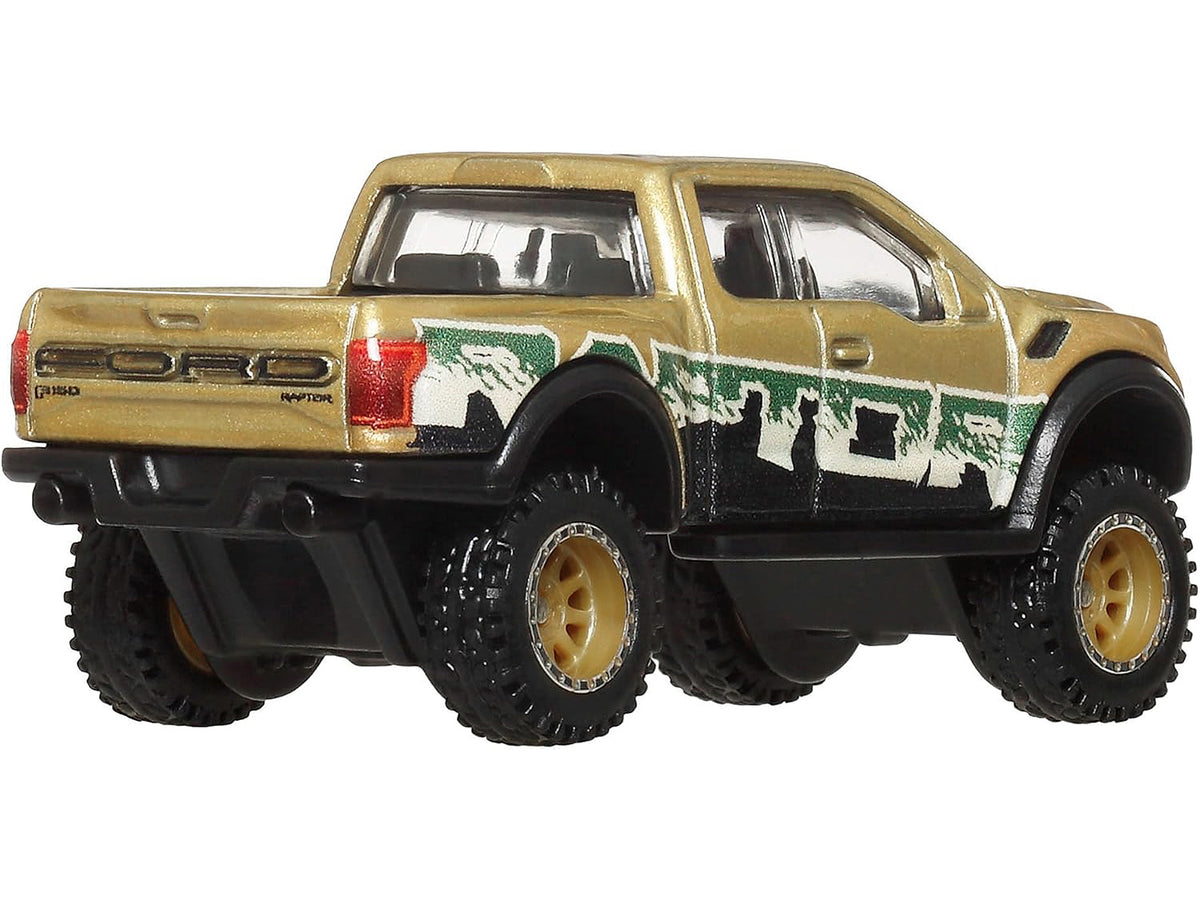 2017 Ford F-150 Raptor Pickup Truck Gold Metallic with Graphics "HW Off Road" Series Diecast Model Car by Hot Wheels - image 3