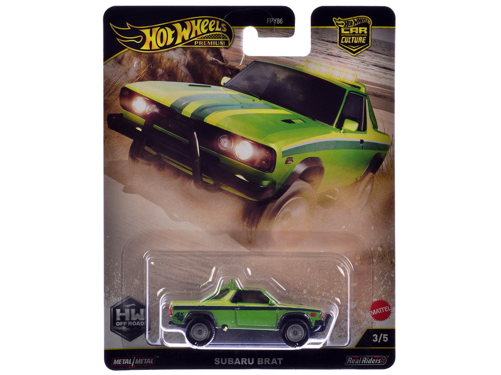 Subaru BRAT Utility Truck Green Metallic with Stripes "HW Off Road" Series Diecast Model Car by Hot Wheels - image 3