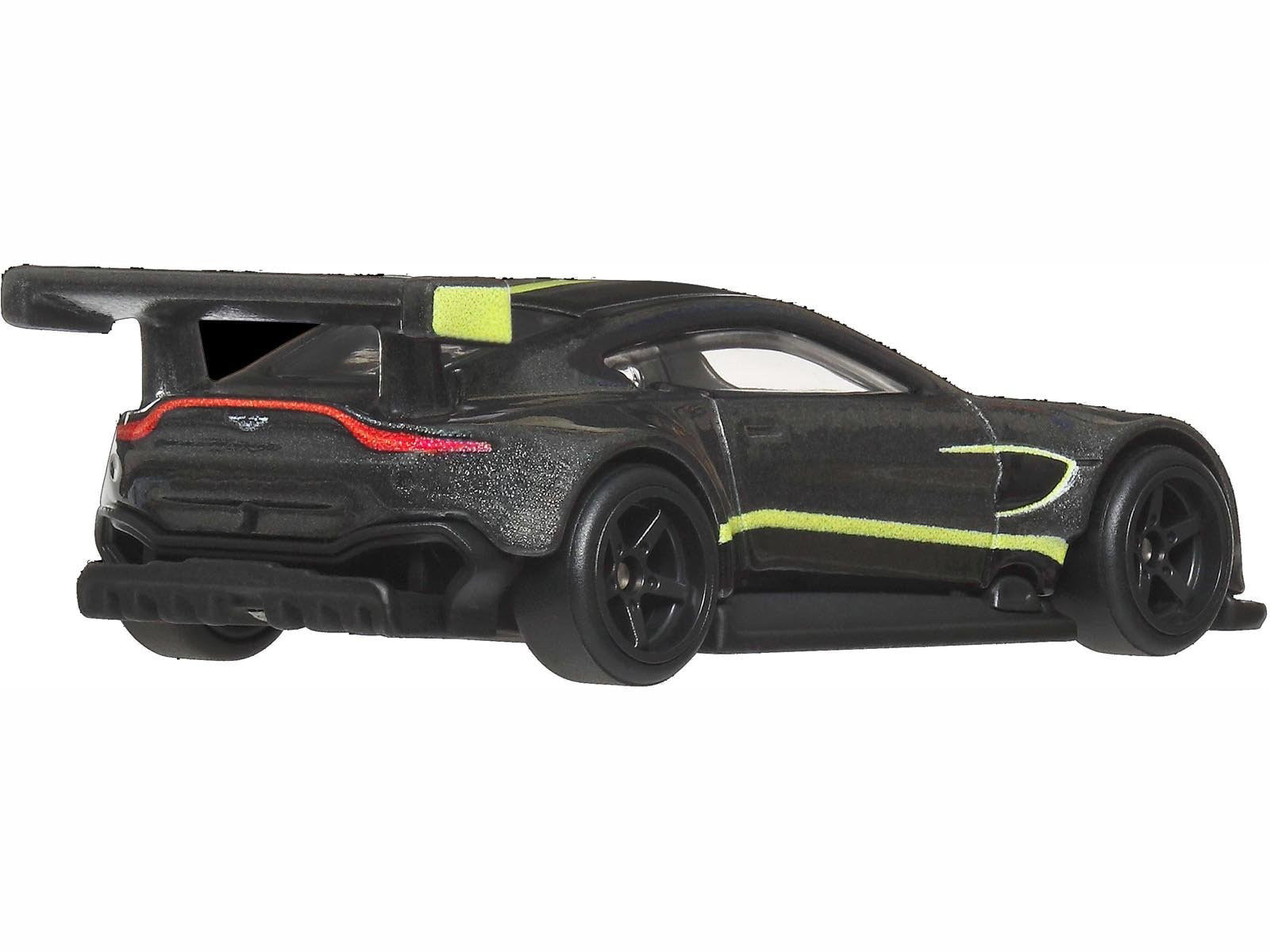 Aston Martin Vantage GTE Dark Gray Metallic with Lime Green Stripes "Euro Speed" Series Diecast Model Car by Hot Wheels - image 3