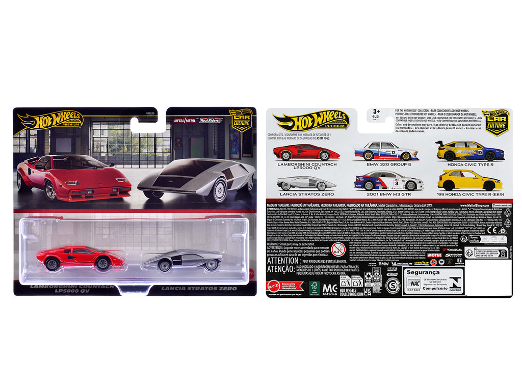 Lamborghini Countach LP5000 QV Red and Lancia Stratos Zero Gray Metallic "Car Culture" Set of 2 Cars Diecast Model Cars by Hot Wheels - image 3