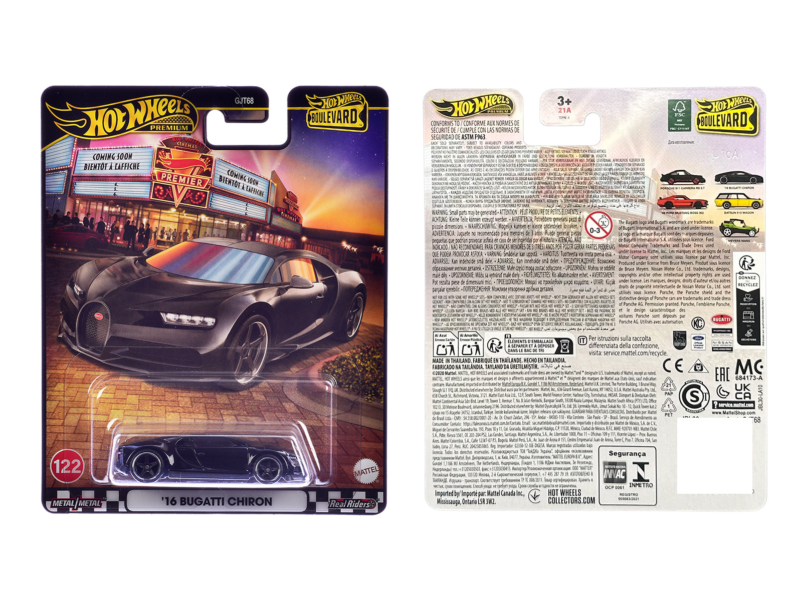 2016 Bugatti Chiron Black "Boulevard" Series Diecast Model Car by Hot Wheels - image 3